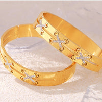 Thumbnail for 18K Gold - Plated Czech Diamond Bracelet - GlamBee Fashion