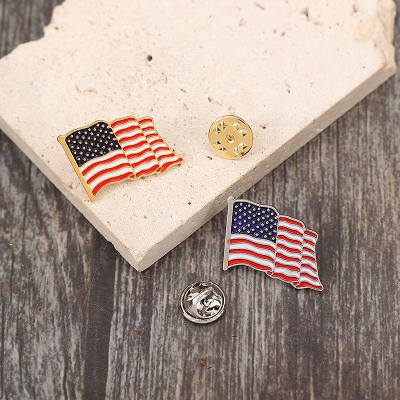 2 Piece Drip Oil US Flag Brooch - GlamBee Fashion