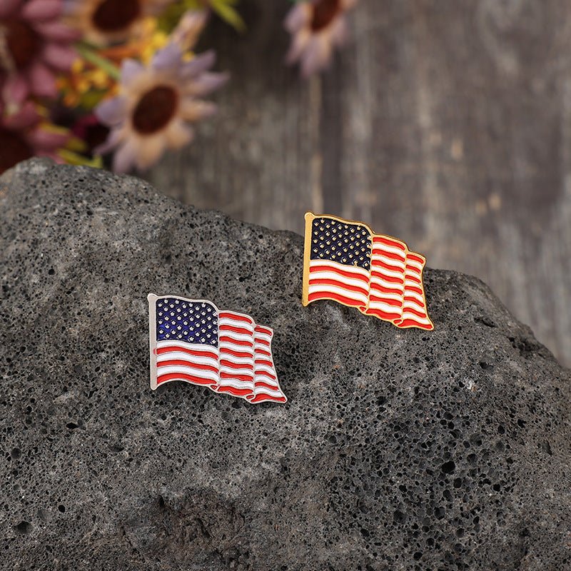 2 Piece Drip Oil US Flag Brooch - GlamBee Fashion