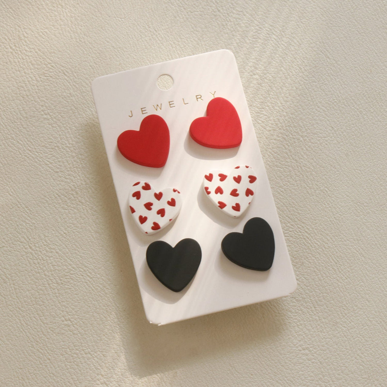 3 Piece Acrylic Heart Stud Earrings - GlamBee Fashion