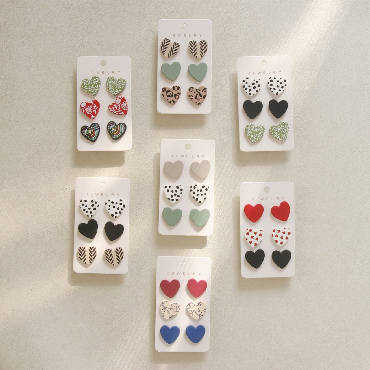 3 Piece Acrylic Heart Stud Earrings - GlamBee Fashion