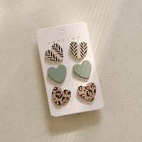 Thumbnail for 3 Piece Acrylic Heart Stud Earrings - GlamBee Fashion