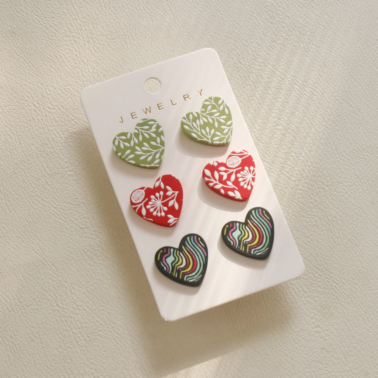 3 Piece Acrylic Heart Stud Earrings - GlamBee Fashion