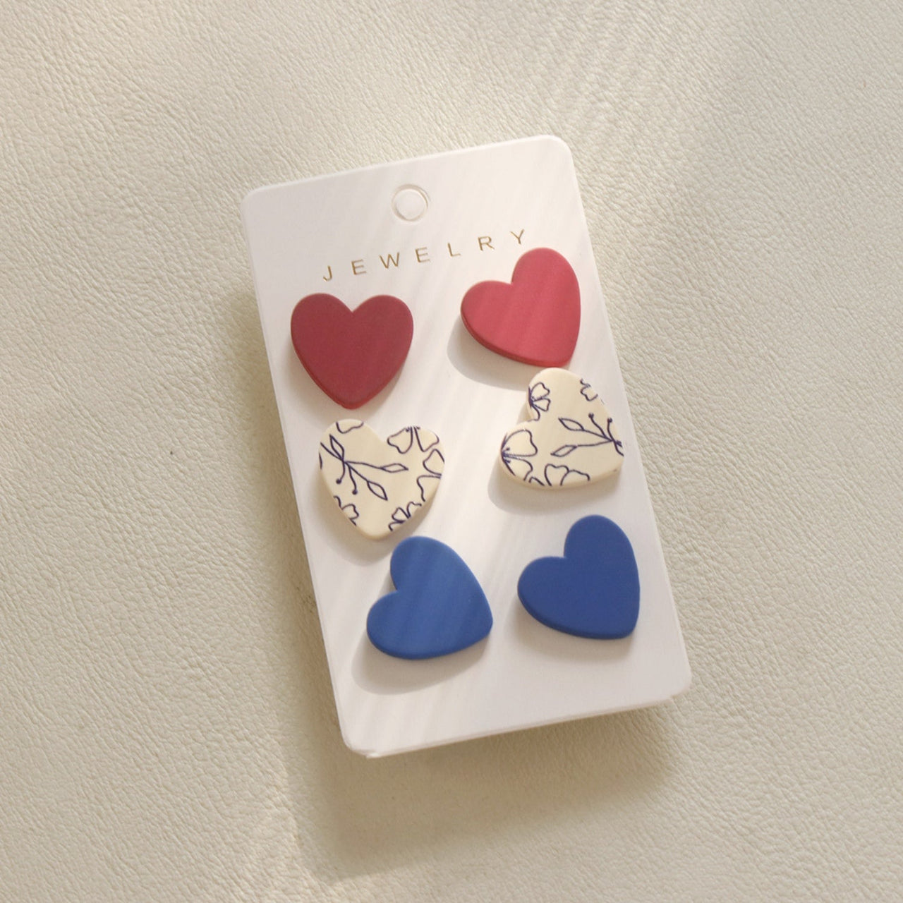 3 Piece Acrylic Heart Stud Earrings - GlamBee Fashion