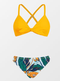 Thumbnail for CUPSHE Ensemble de bikini réglable avec nœud imprimé floral pour femme - Maillot de bain deux pièces 