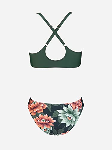 CUPSHE Ensemble de bikini réglable avec nœud imprimé floral pour femme - Maillot de bain deux pièces 