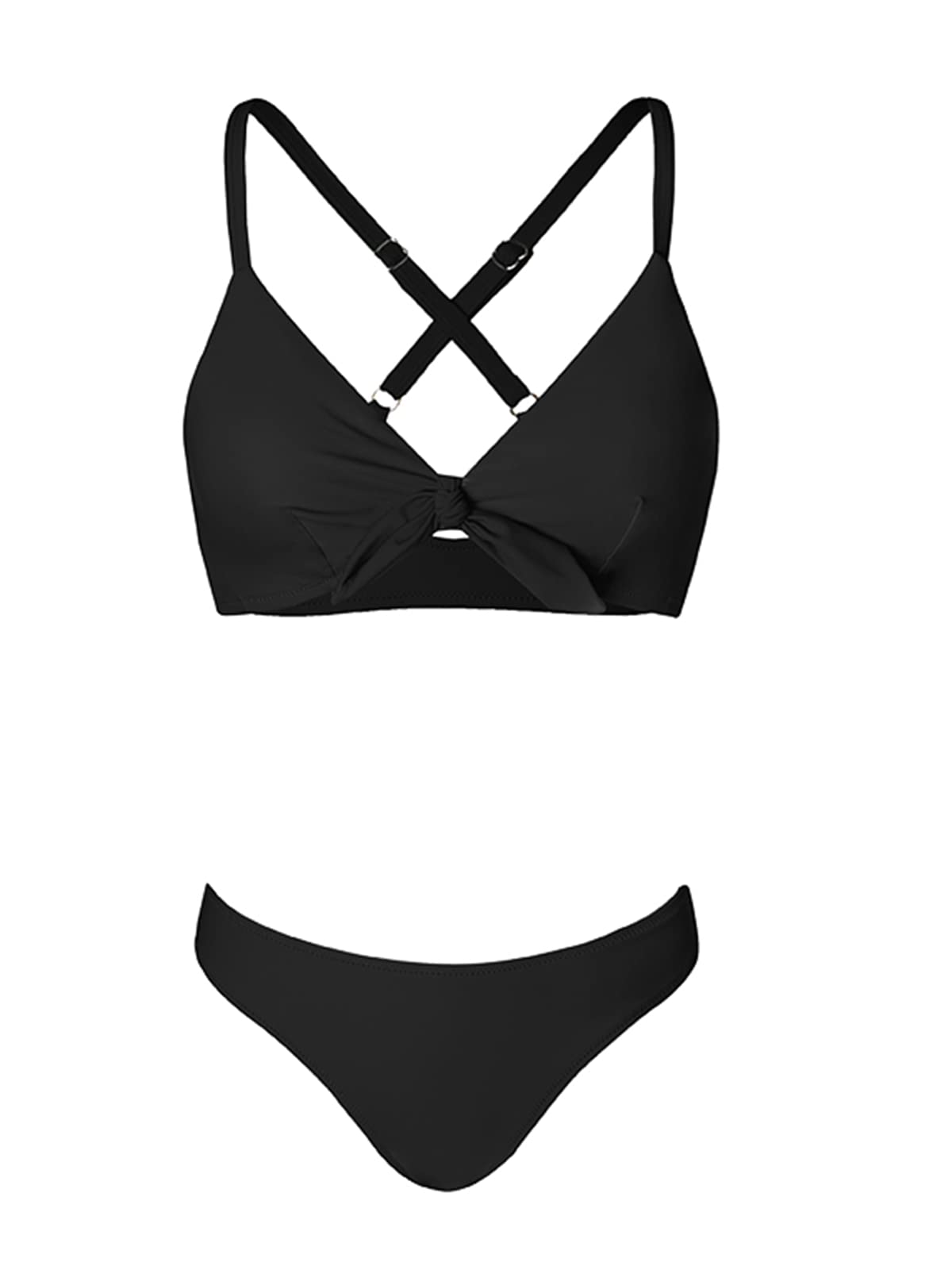 CUPSHE Ensemble de bikini réglable avec nœud imprimé floral pour femme - Maillot de bain deux pièces 