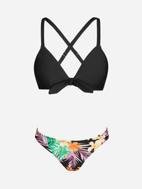 Thumbnail for CUPSHE Ensemble de bikini réglable avec nœud imprimé floral pour femme - Maillot de bain deux pièces 