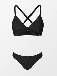 Thumbnail for CUPSHE Ensemble de bikini réglable avec nœud imprimé floral pour femme - Maillot de bain deux pièces 