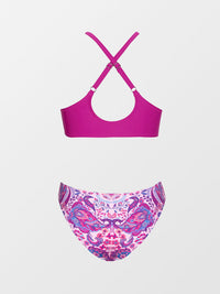 Thumbnail for CUPSHE Ensemble de bikini réglable avec nœud imprimé floral pour femme - Maillot de bain deux pièces 