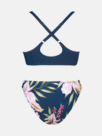 Thumbnail for CUPSHE Ensemble de bikini réglable avec nœud imprimé floral pour femme - Maillot de bain deux pièces 