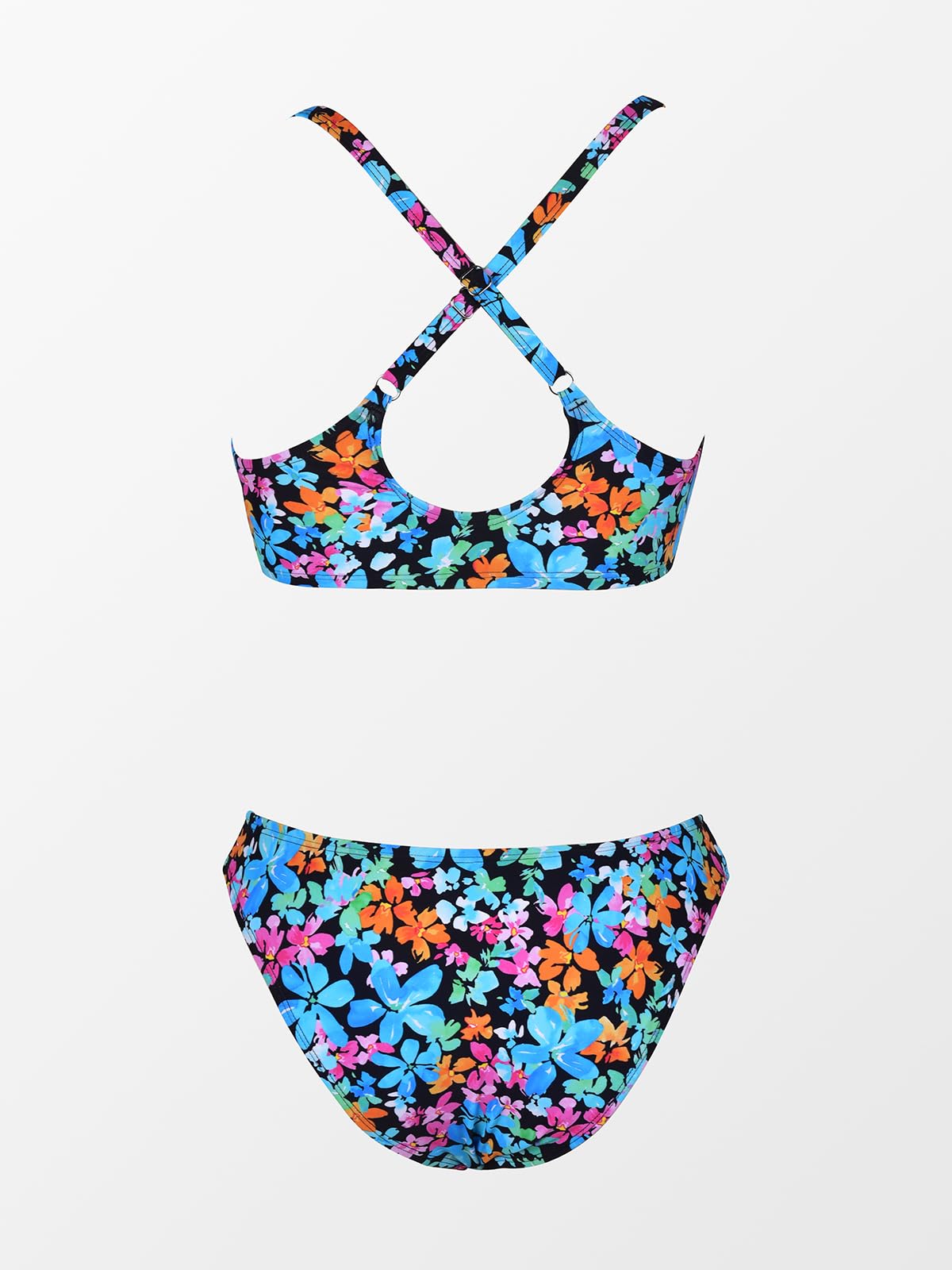 CUPSHE Ensemble de bikini réglable avec nœud imprimé floral pour femme - Maillot de bain deux pièces 