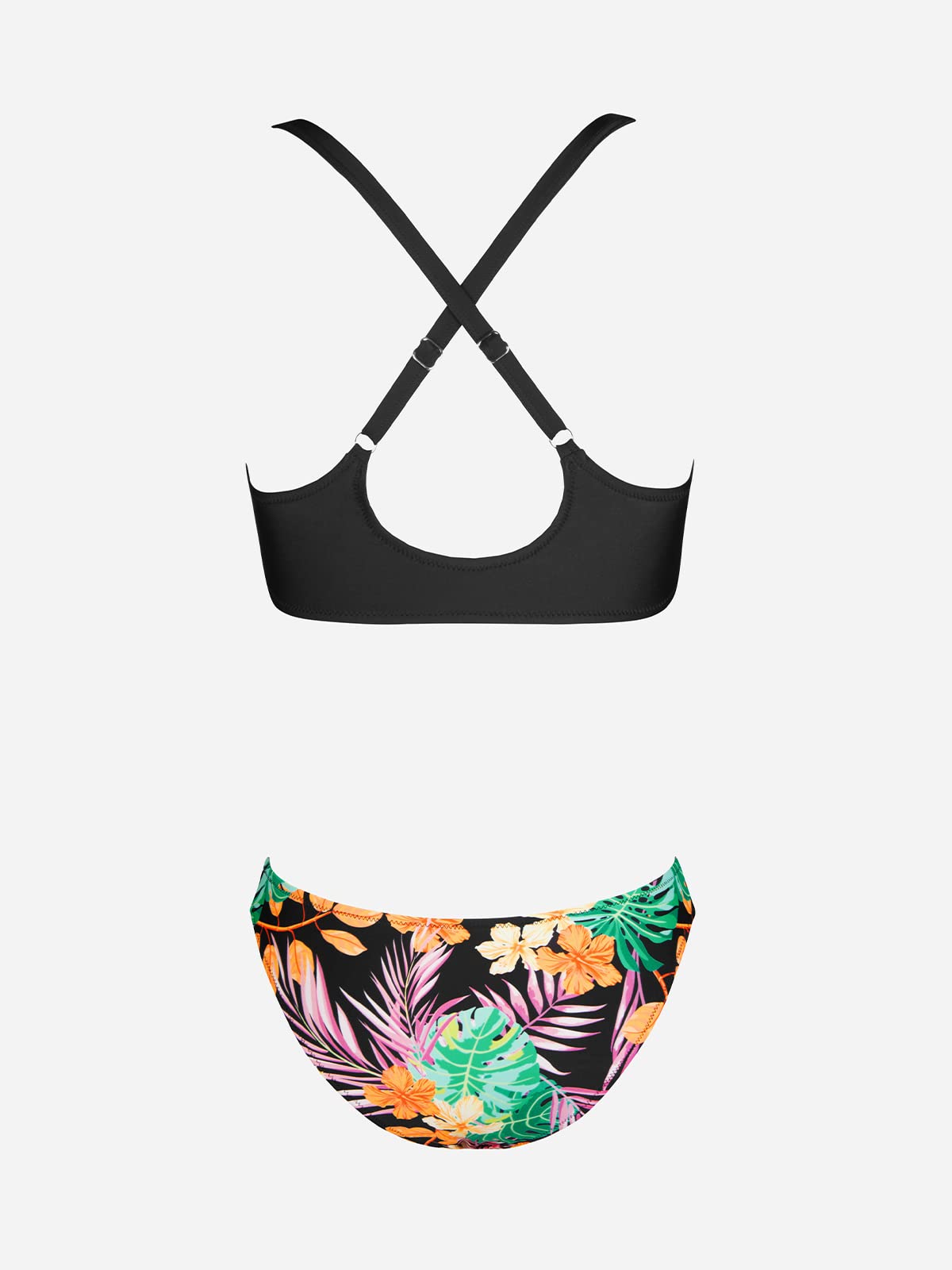 CUPSHE Ensemble de bikini réglable avec nœud imprimé floral pour femme - Maillot de bain deux pièces 