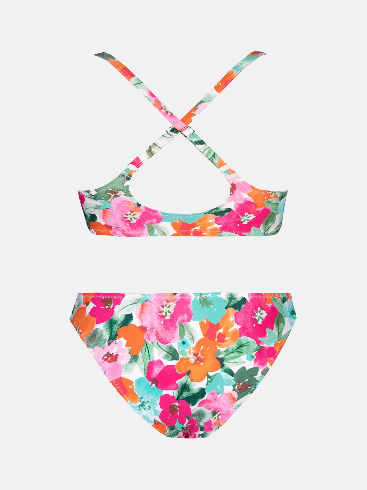 CUPSHE Ensemble de bikini réglable avec nœud imprimé floral pour femme - Maillot de bain deux pièces 