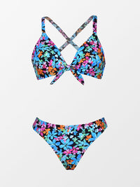 Thumbnail for CUPSHE Ensemble de bikini réglable avec nœud imprimé floral pour femme - Maillot de bain deux pièces 