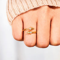 Thumbnail for 925 Sterling Silver Gold - Plated Zircon Bypass Ring - Sparkling Elegance & Style - GlamBee Fashion