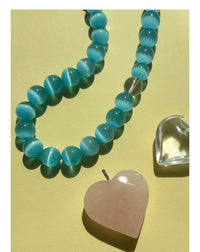 Thumbnail for Arctic Glow: Glacier Blue Cat's Eye Necklace - GlamBee Fashion