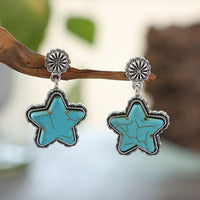 Thumbnail for Artificial Turquoise Alloy Star Earrings - GlamBee Fashion