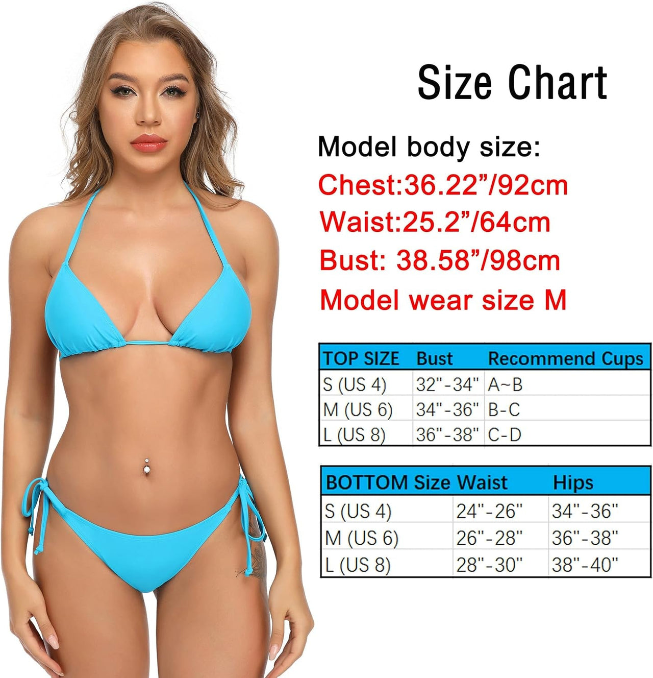 Bikini Sets for Women Two Piece String Bikinis Scrunch Butt Swimsuit Triangle Bathing Suit Sexy Side Tie Swimwear - GlamBee Fashion