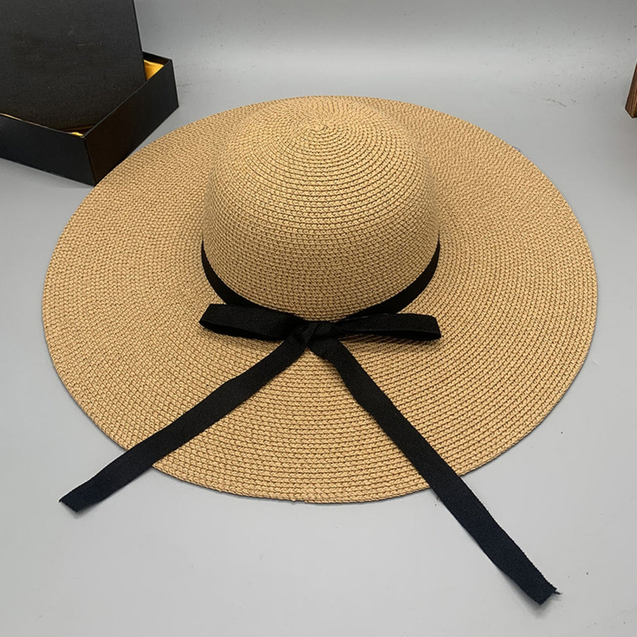 Bow Paper Braided Wide Brim Hat - GlamBee Fashion