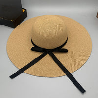 Thumbnail for Bow Paper Braided Wide Brim Hat - GlamBee Fashion