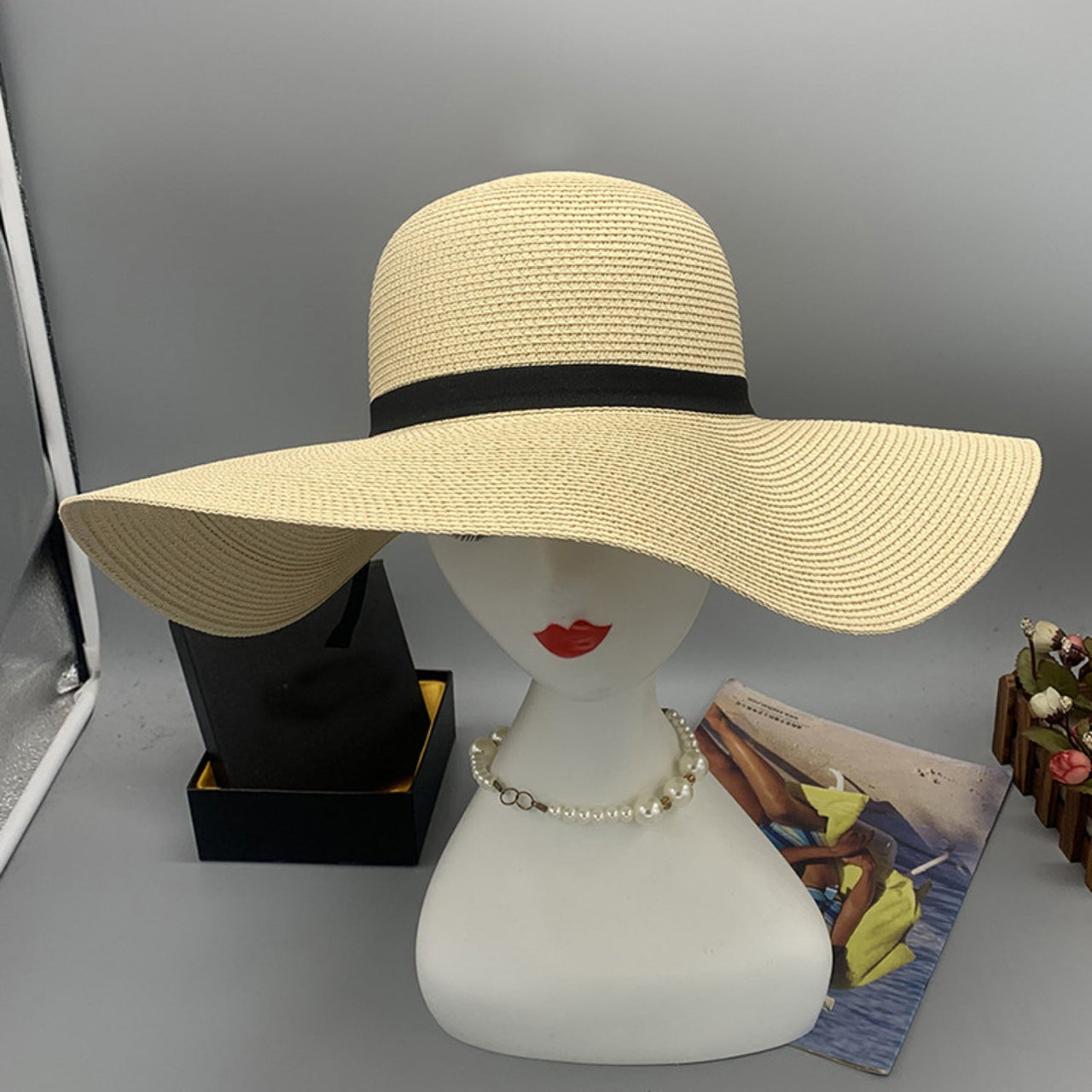 Bow Paper Braided Wide Brim Hat - GlamBee Fashion