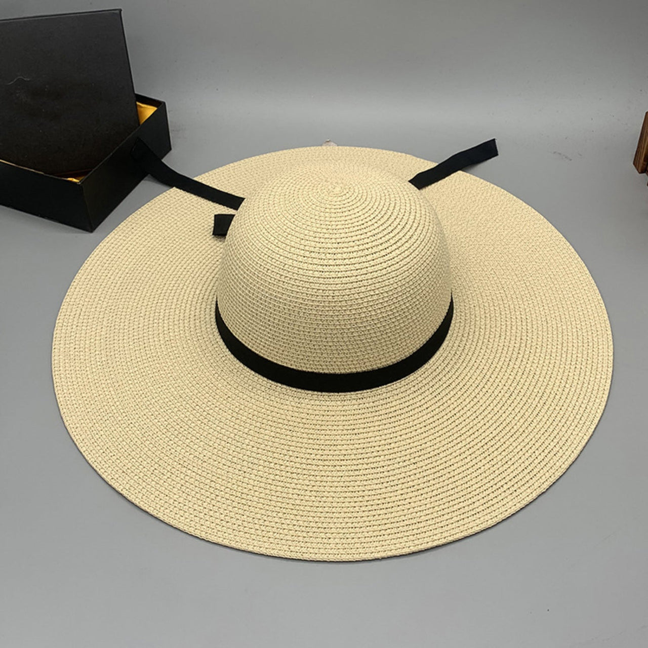 Bow Paper Braided Wide Brim Hat - GlamBee Fashion