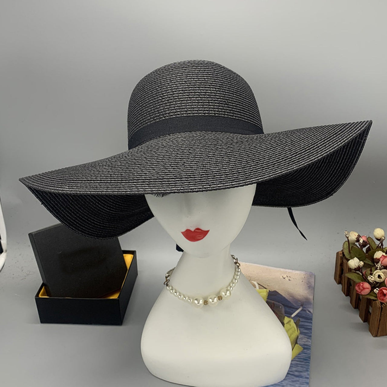 Bow Paper Braided Wide Brim Hat - GlamBee Fashion