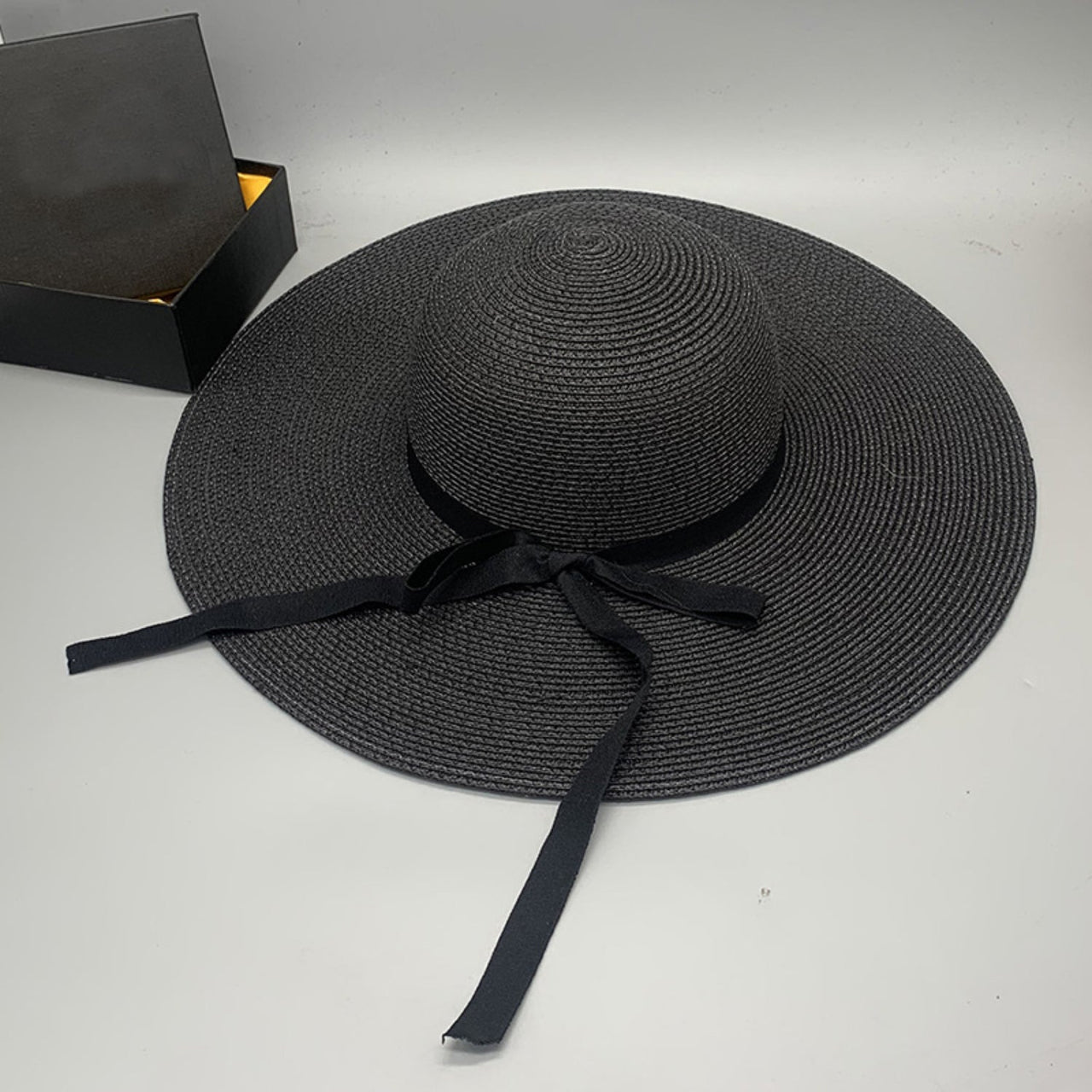 Bow Paper Braided Wide Brim Hat - GlamBee Fashion