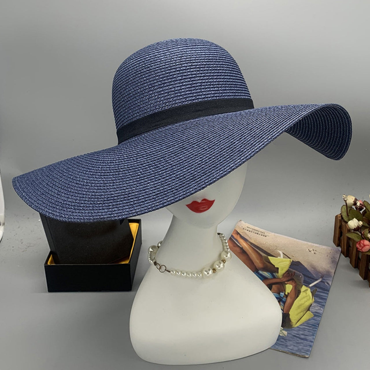 Bow Paper Braided Wide Brim Hat - GlamBee Fashion