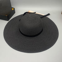 Thumbnail for Bow Paper Braided Wide Brim Hat - GlamBee Fashion