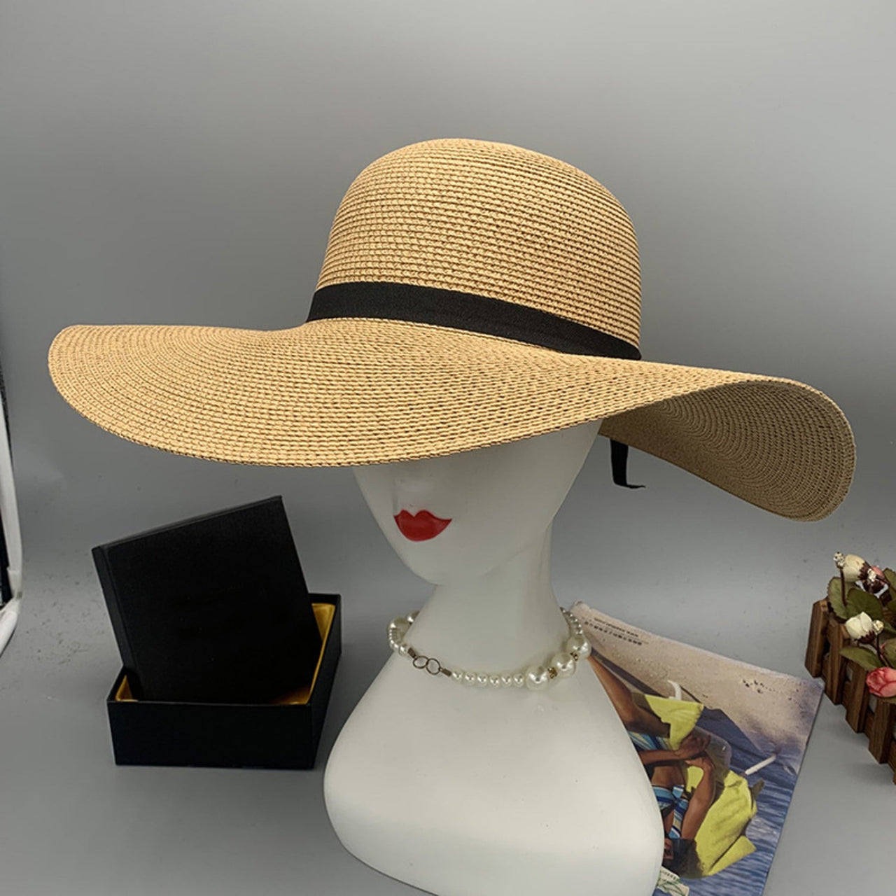 Bow Paper Braided Wide Brim Hat - GlamBee Fashion