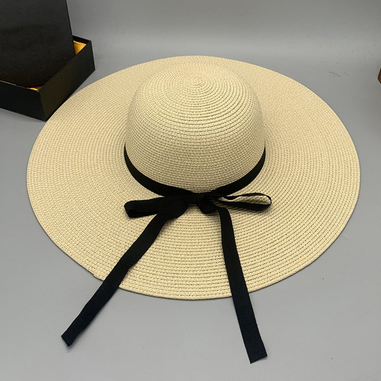 Bow Paper Braided Wide Brim Hat - GlamBee Fashion