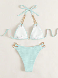 Thumbnail for Chain Detail Halter Neck Bikini Set - GlamBee Fashion