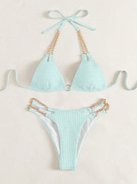 Thumbnail for Chain Detail Halter Neck Bikini Set - GlamBee Fashion