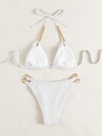 Thumbnail for Chain Detail Halter Neck Bikini Set - GlamBee Fashion