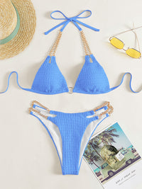 Thumbnail for Chain Detail Halter Neck Bikini Set - GlamBee Fashion