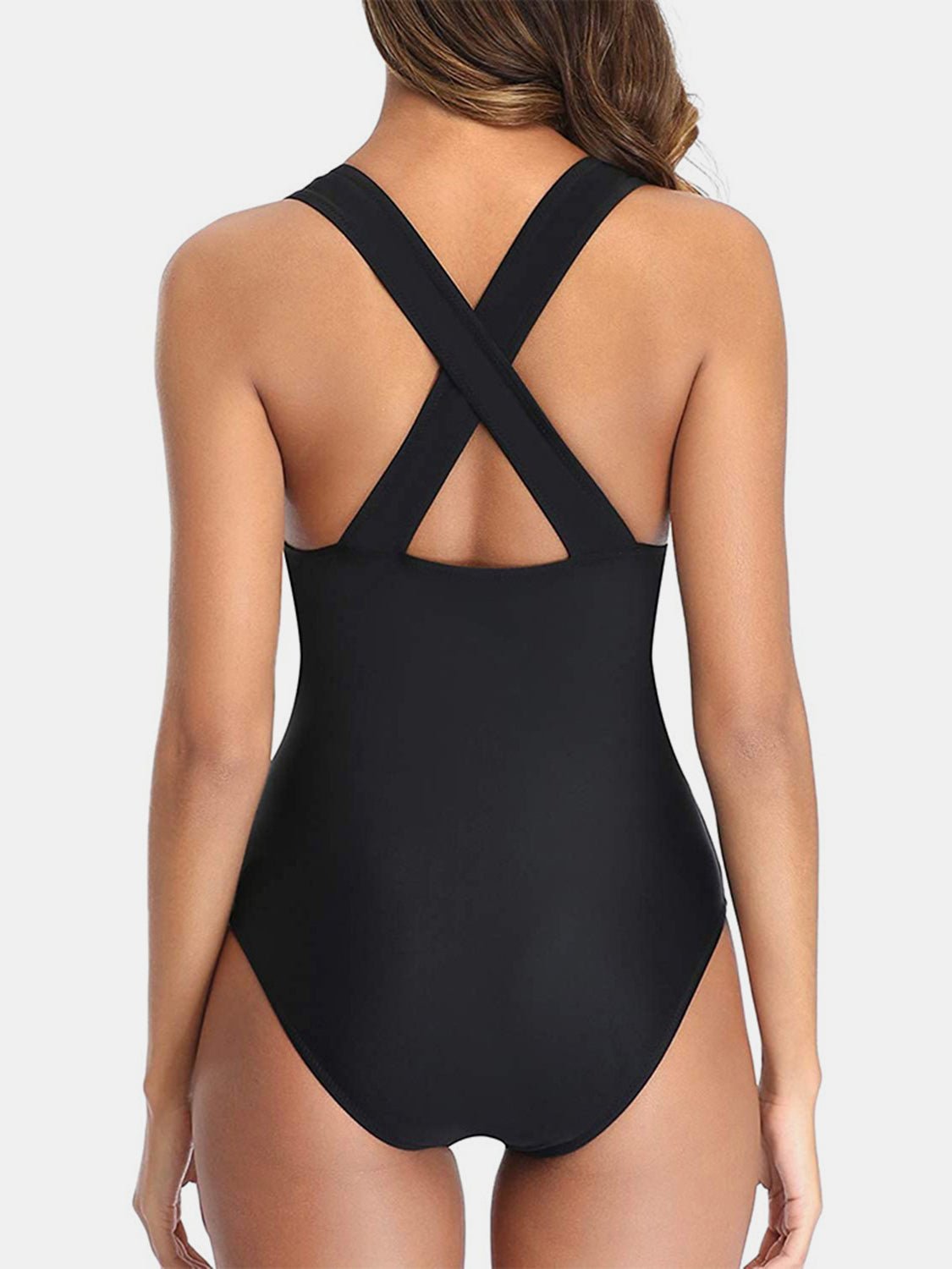 Crisscross Plunge Wide Strap One - Piece Swimwear - GlamBee Fashion