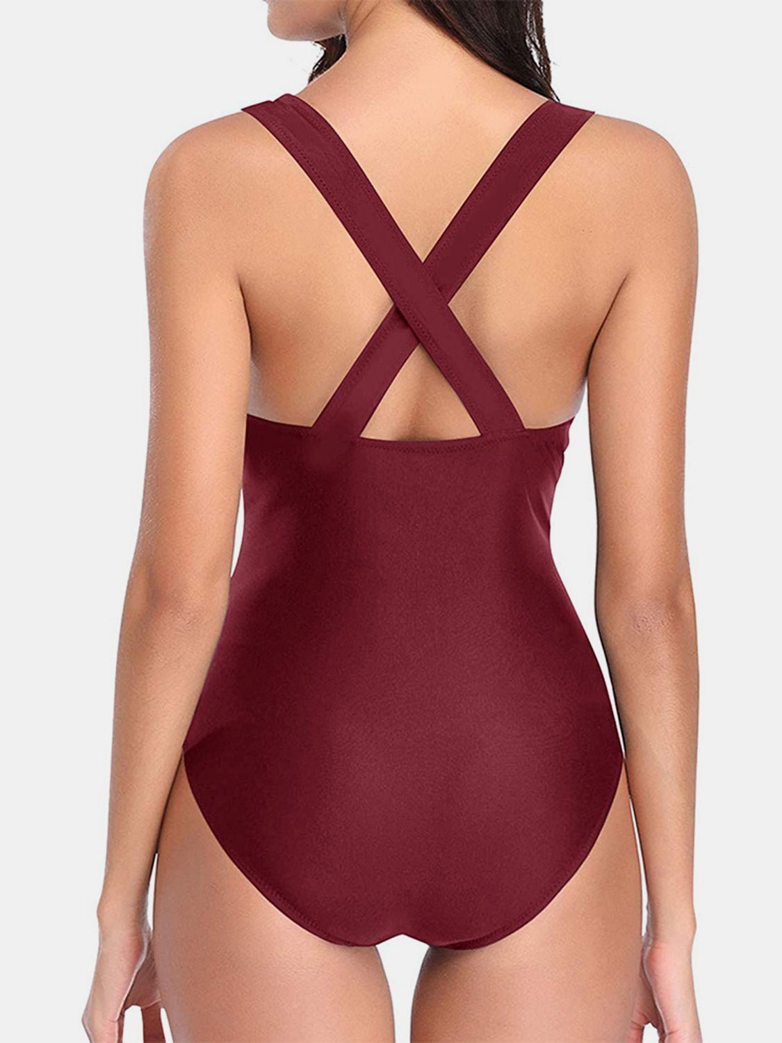 Crisscross Plunge Wide Strap One - Piece Swimwear - GlamBee Fashion