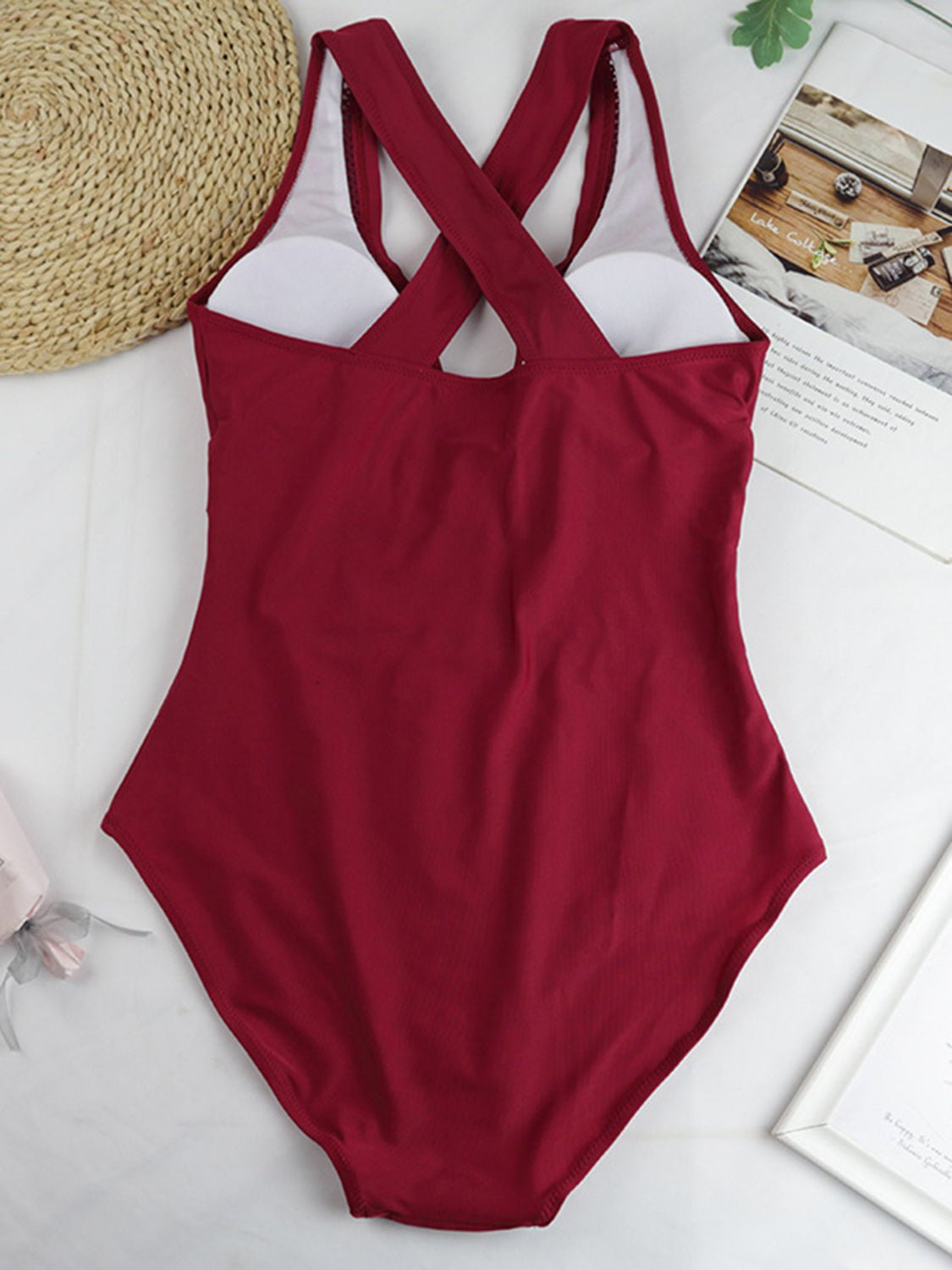 Crisscross Plunge Wide Strap One - Piece Swimwear - GlamBee Fashion