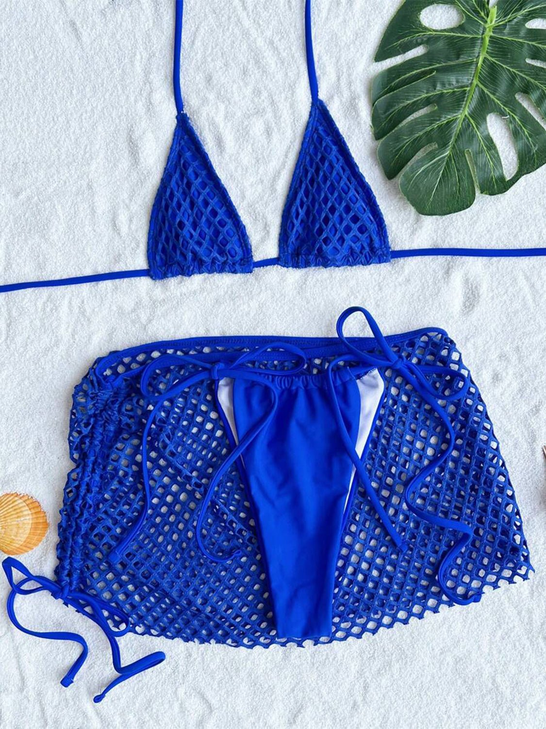 Cutout Halter Neck Three - Piece Swim Set - GlamBee Fashion