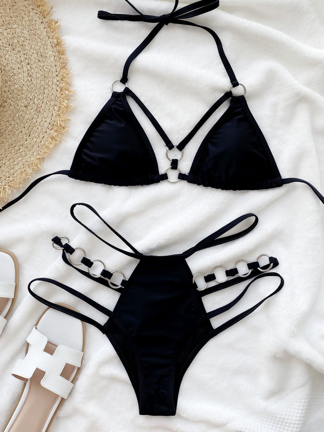 Cutout Halter Neck Two - Piece Bikini Set - GlamBee Fashion