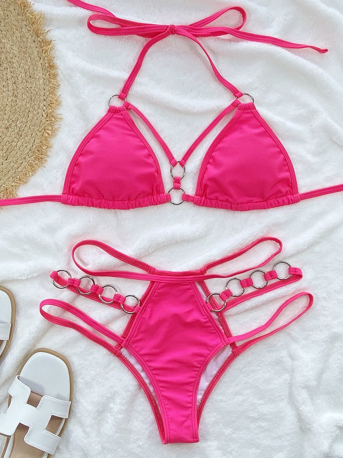 Cutout Halter Neck Two - Piece Bikini Set - GlamBee Fashion