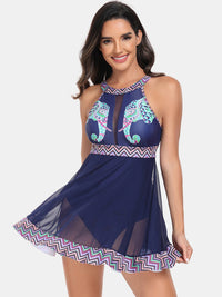 Thumbnail for Cutout Printed Grecian Neck One - Piece Swimwear - GlamBee Fashion