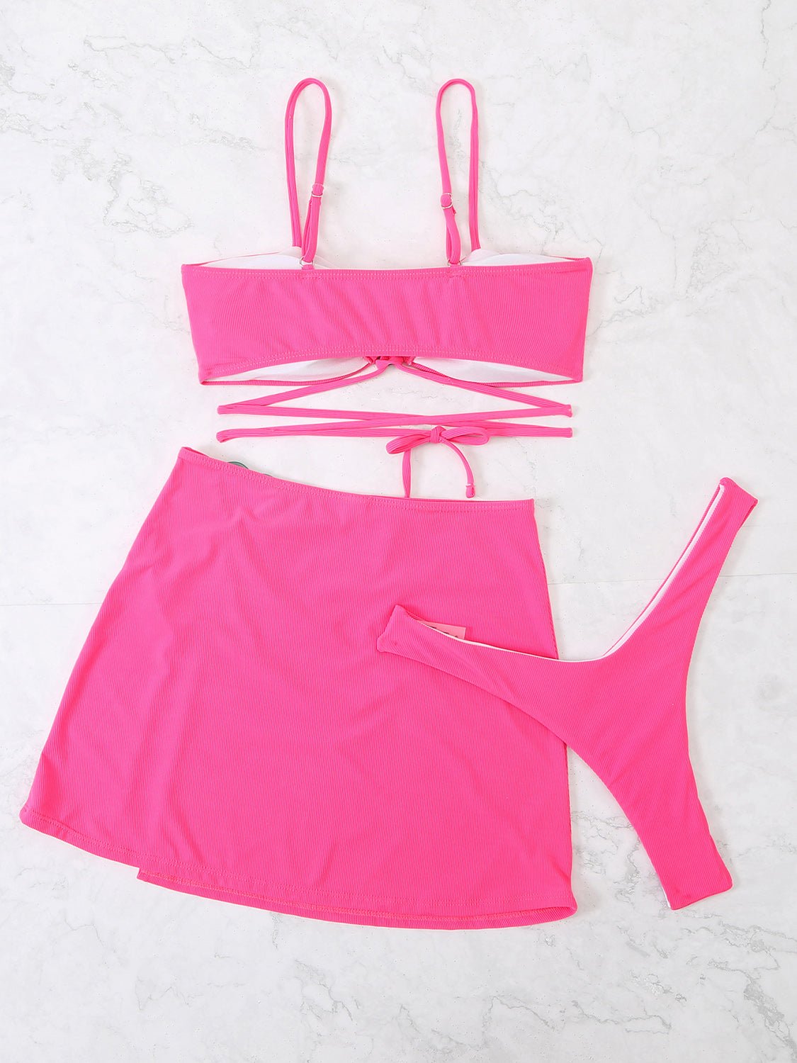 Cutout Spaghetti Strap Three - Piece Swim Set - GlamBee Fashion