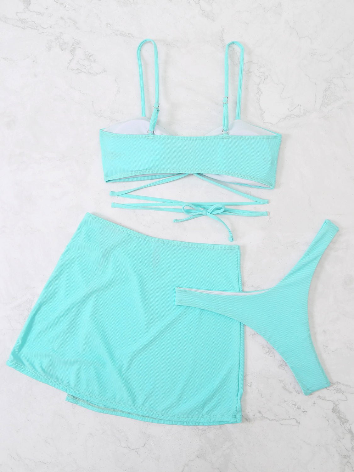 Cutout Spaghetti Strap Three - Piece Swim Set - GlamBee Fashion