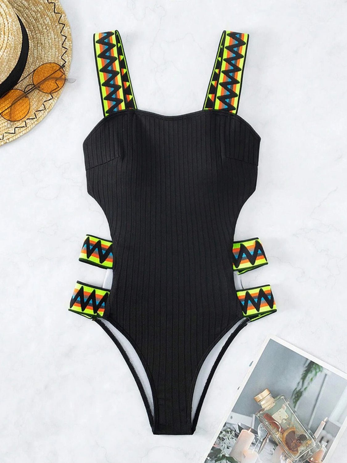 Cutout Wide Strap One - Piece Swimwear - GlamBee Fashion