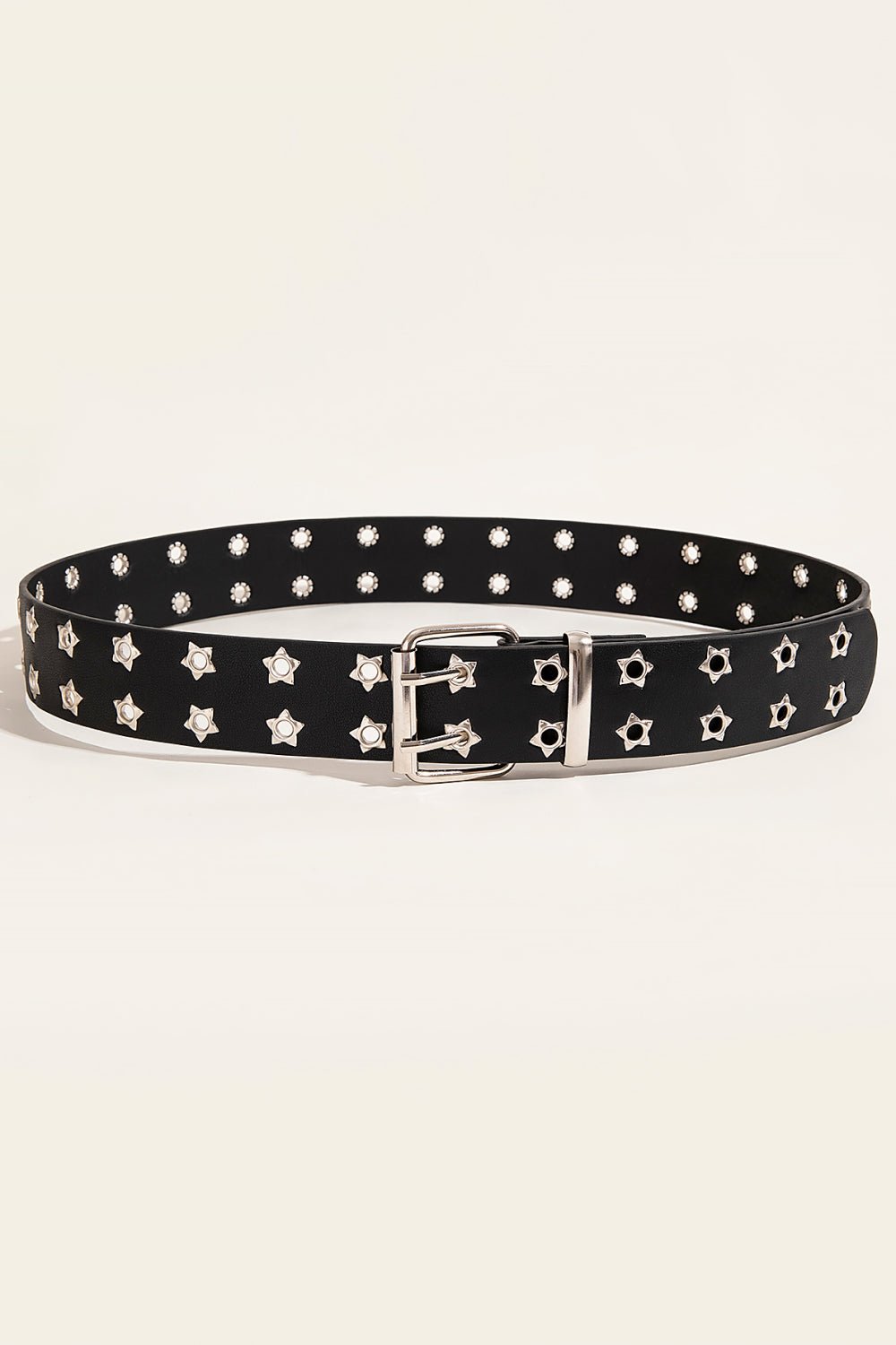 Double Row Star Grommet PU Leather Belt - GlamBee Fashion