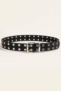 Thumbnail for Double Row Star Grommet PU Leather Belt - GlamBee Fashion