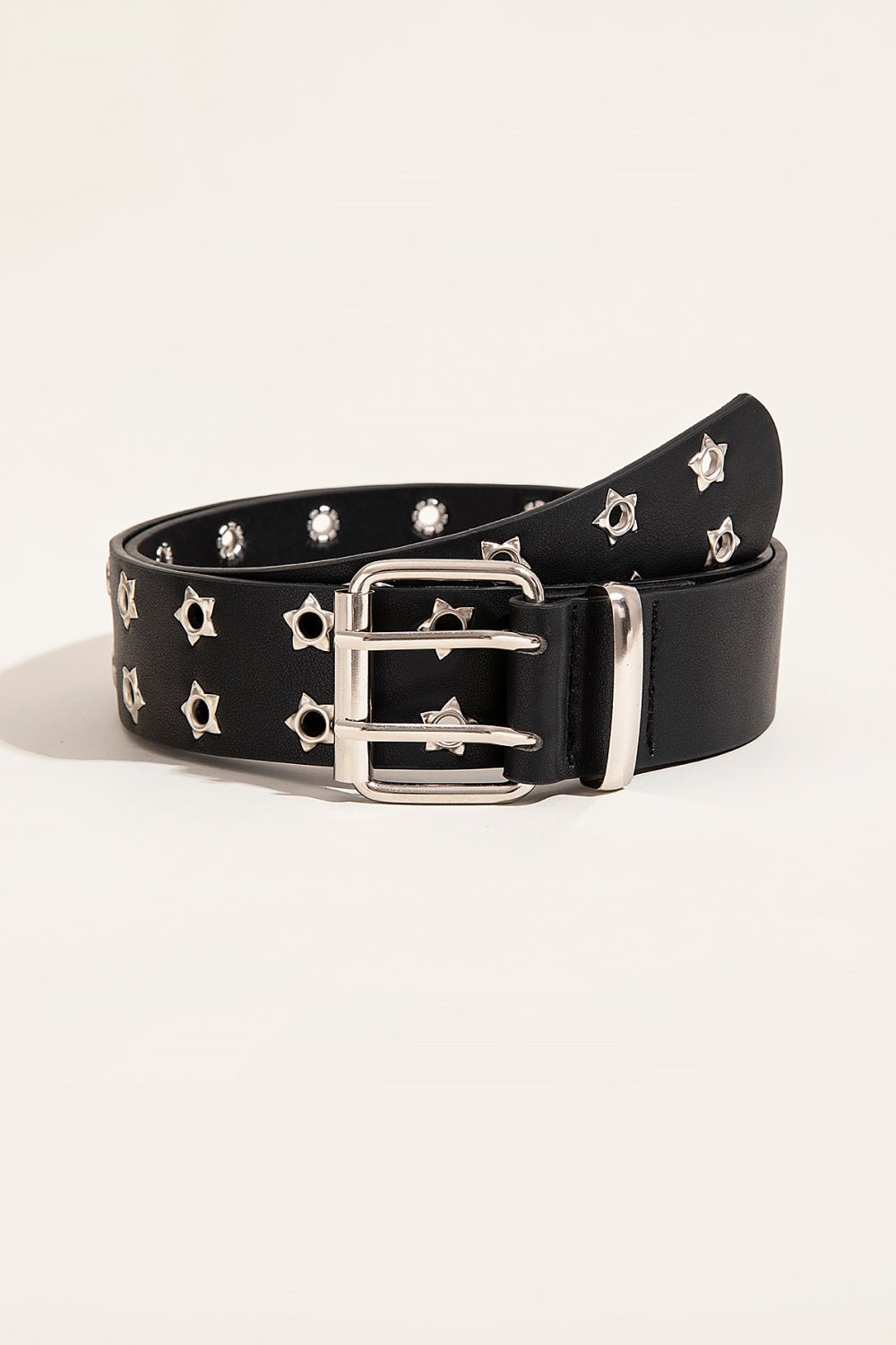 Double Row Star Grommet PU Leather Belt - GlamBee Fashion